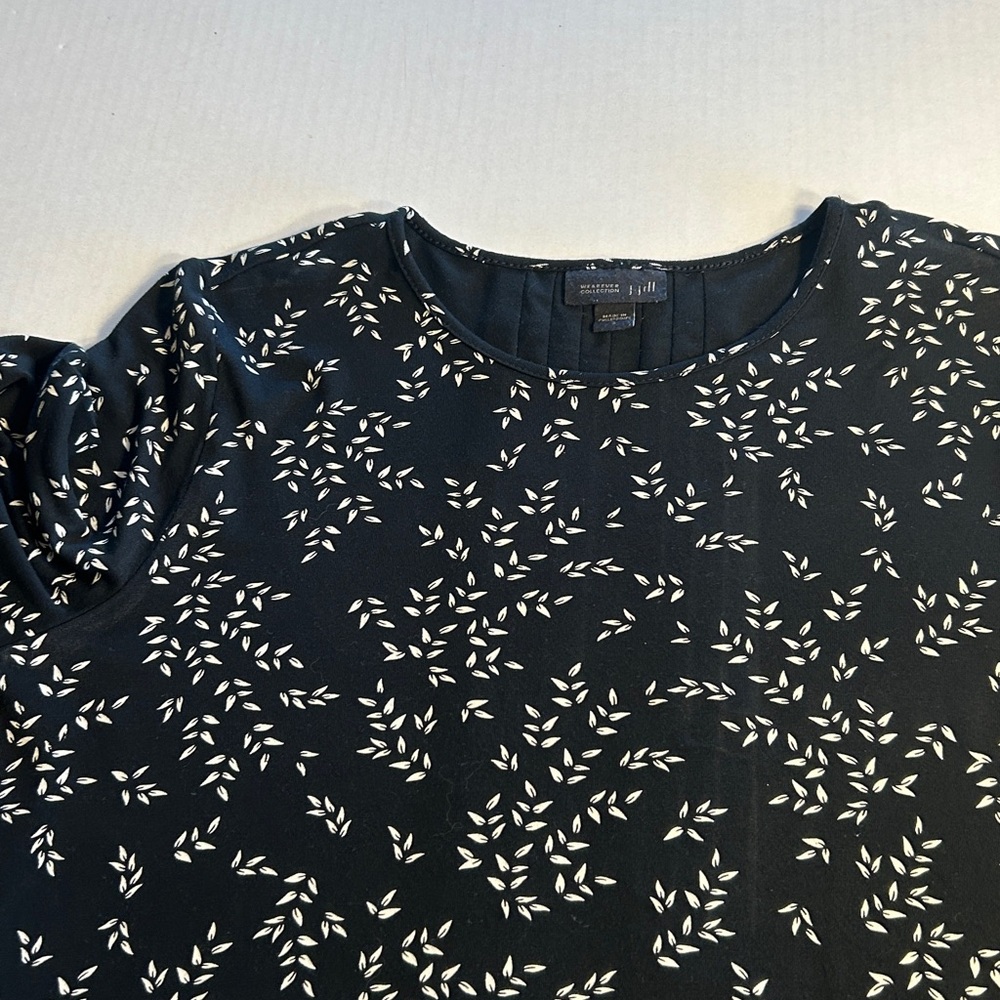 J Jill Wearever Collection Black w/Delicate White Leaf Print Tunic Top. Sz S - Picture 6 of 12